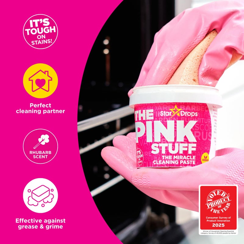 Stardrops - The Pink Stuff Bathroom Cleaning Kit - Cleaning Paste, Bathroom Foam Spray, Toilet Foaming Powder, SQeeZY Sponge & 3 Microfiber Cloths - Tough on Stains, Grease & Soap Scum - Image 2