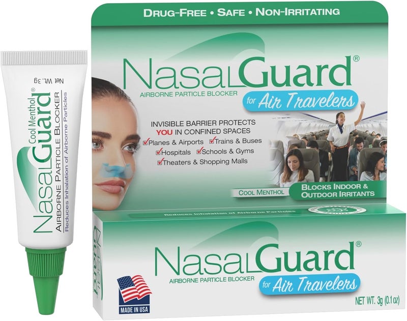 NasalGuard Airborne Particle Blocker Nasal Gel for Air Travelers  DrugFree Nonirritating Nondrowsy Airplane Travel Approved Cool Menthol  Over 150 Applications Per Tube 01 oz Pack of 1 - Image 1