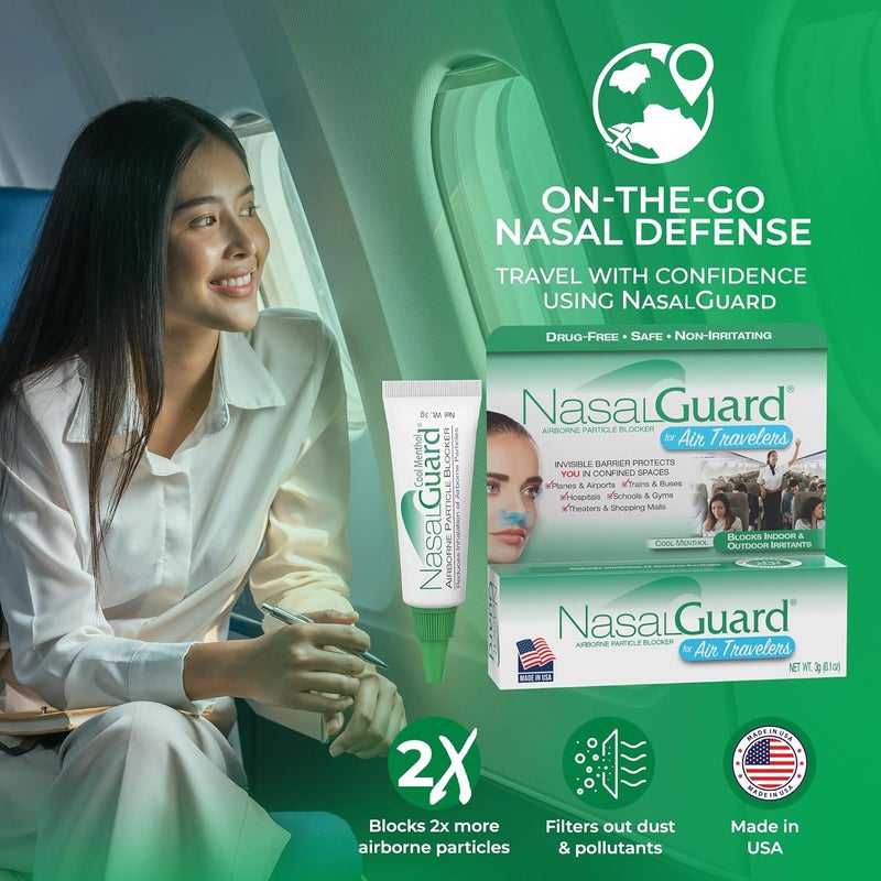 NasalGuard Airborne Particle Blocker Nasal Gel for Air Travelers  DrugFree Nonirritating Nondrowsy Airplane Travel Approved Cool Menthol  Over 150 Applications Per Tube 01 oz Pack of 1 - Image 3