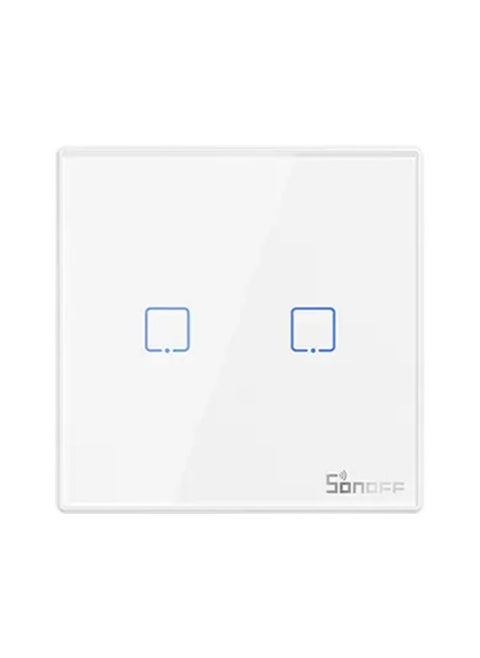 Smart Wall Switch T2EU2C-RF 433MHz Wireless Stick-on 2 Gang 433MHz RF Frequency White