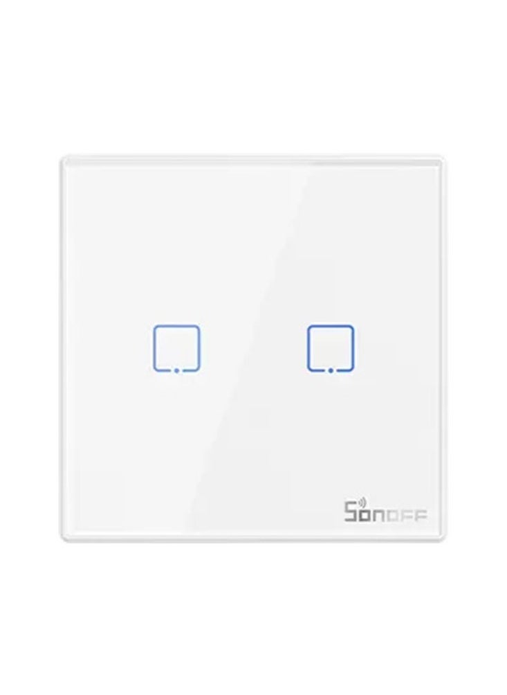 Smart Wall Switch T2EU2C-RF 433MHz Wireless Stick-on 2 Gang 433MHz RF Frequency White