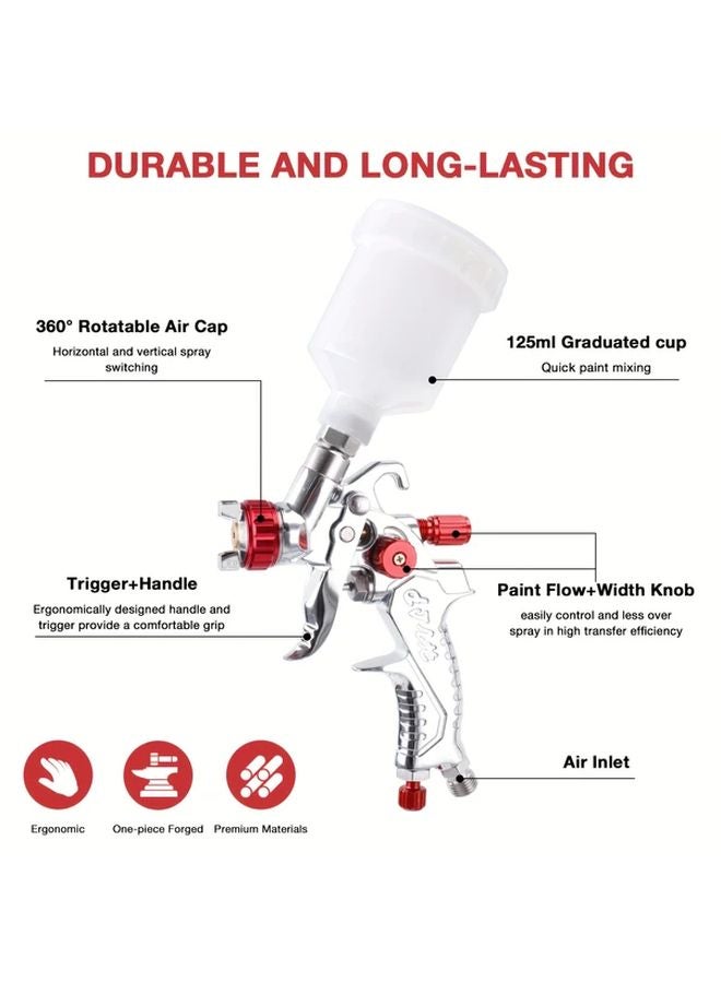 Set A HVLP Spray Gun With 0.8 1.0mm Nozzles Automotive Paint Sprayer For Car House Furniture - Image 5