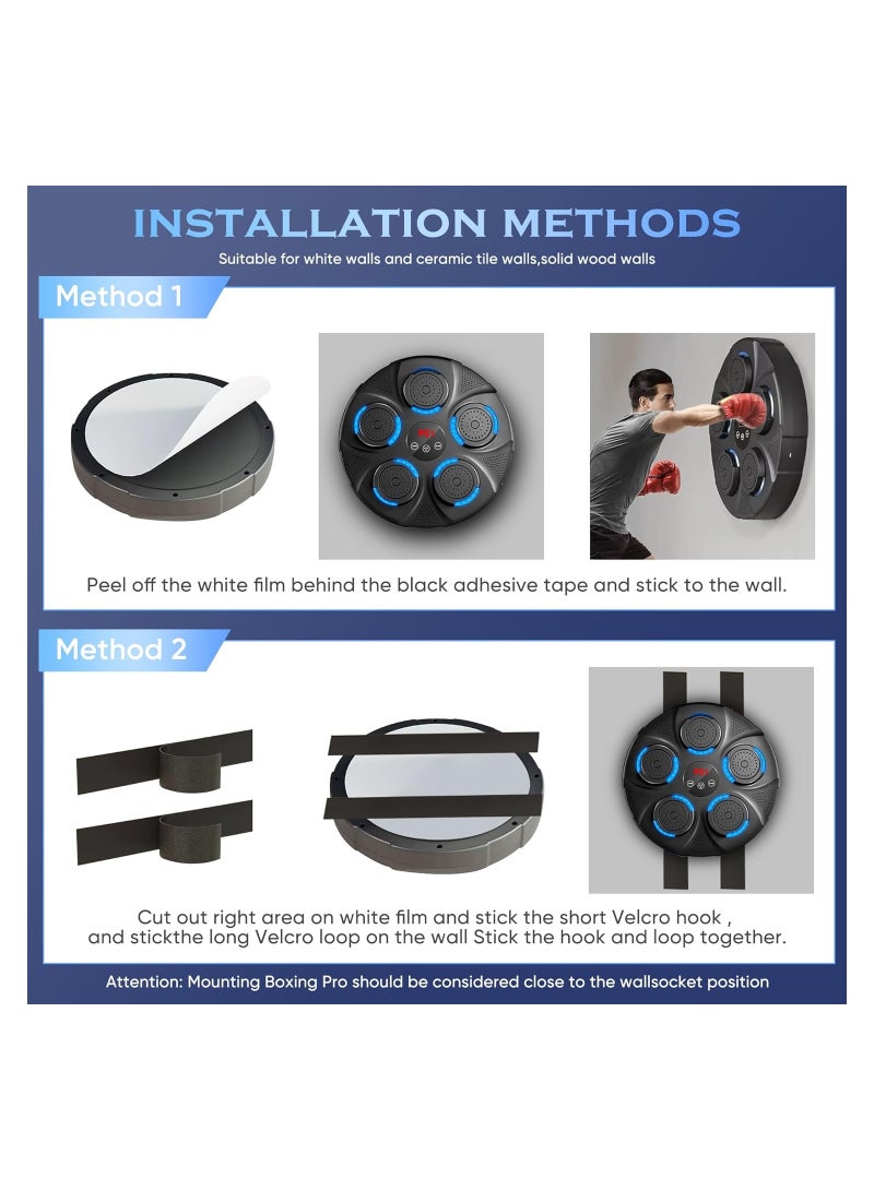 SOLARAE آلة الملاكمة الموسيقية، مع قفازات الملاكمة، آلة ملاكمة ذكية مثبتة على الحائط، آلة ملاكمة موسيقية للبالغين والأطفال، آلة هدف الملاكمة للتمارين المنزلية، للاستخدام المنزلي، الداخلي والصالات الرياضية - Image 5