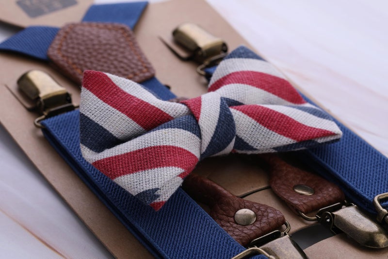 MagicPop Kids Boys Premium Suspenders and Pre tied Bowtie set - Elastic suspenders with Y Back & Adjustable Strong Clips (Medium, Blue) - Image 3