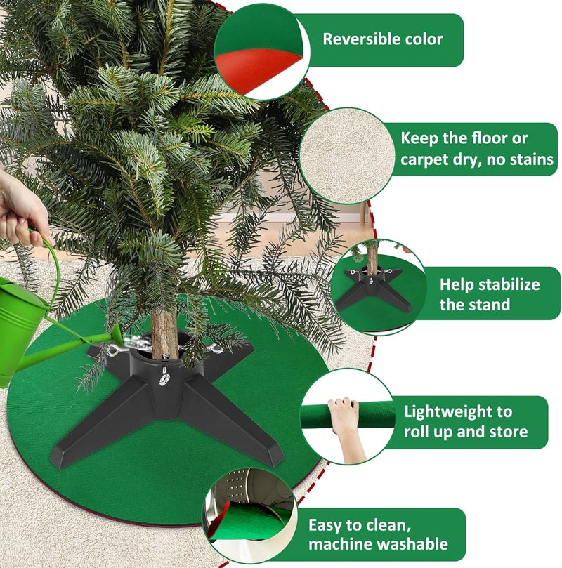 Emsiok Reversible Christmas Tree Stand Mat, 28 Inch Round Christmas Tree Floor Protector Red and Green Christmas Tree Pad Waterproof Felt Xmas Tree Mat for Under Christmas Tree to Protective Floor - Image 3
