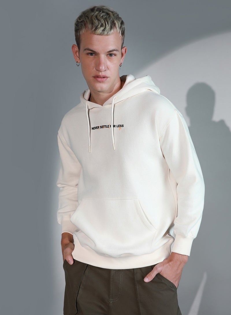 Hubberholme Men's White Cotton Blend Printed Oversized Sweatshirt  - Image 2
