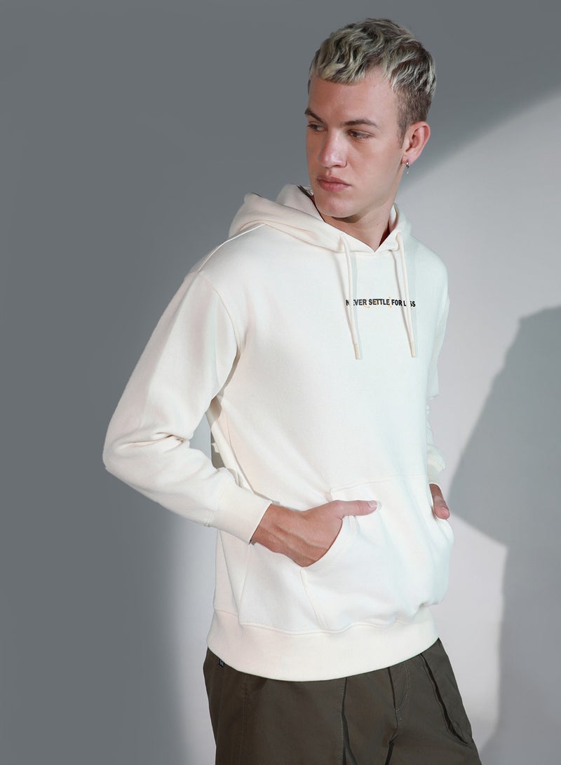 Hubberholme Men's White Cotton Blend Printed Oversized Sweatshirt  - Image 3