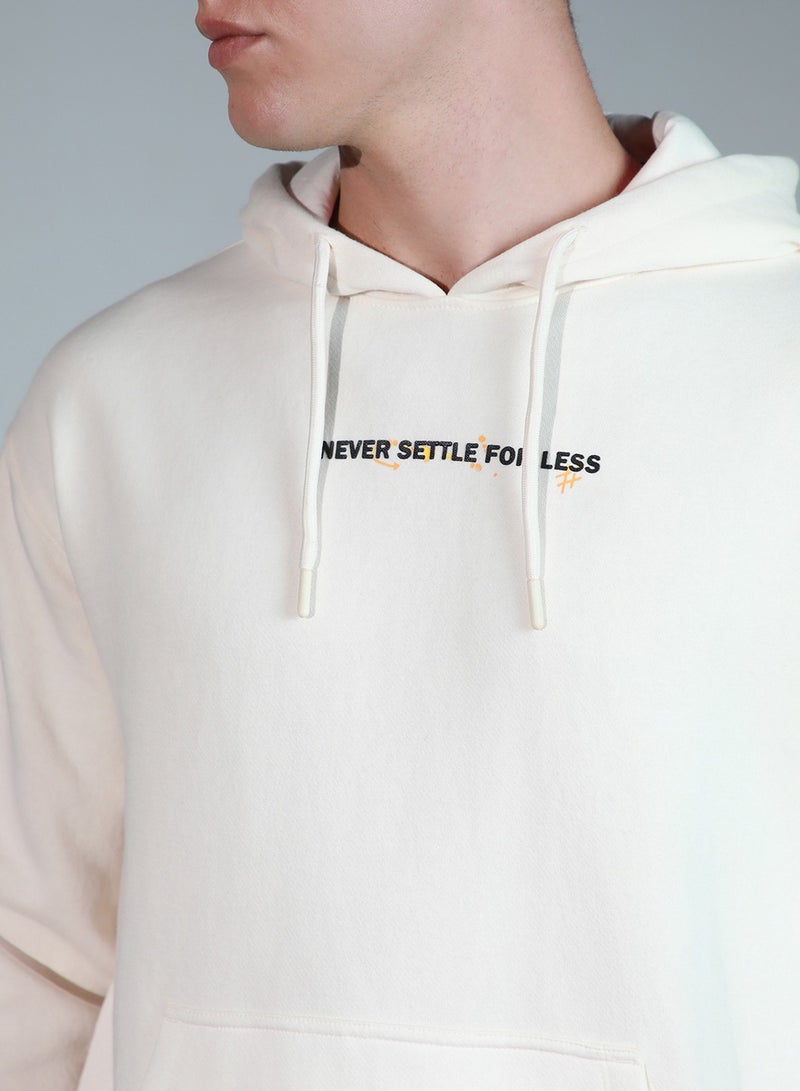 Hubberholme Men's White Cotton Blend Printed Oversized Sweatshirt  - Image 4