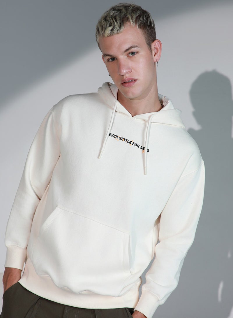Hubberholme Men's White Cotton Blend Printed Oversized Sweatshirt  - Image 5