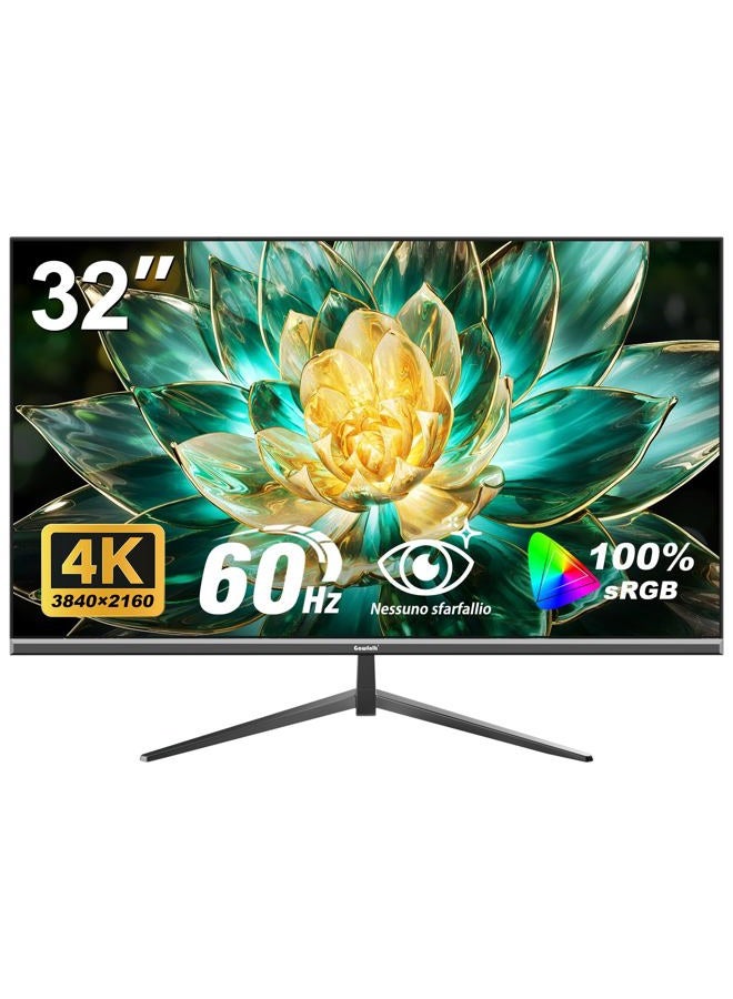 Gawfolk 32 Inch 4K UHD Computer Monitor, Ultra-Clear (3840×2160p) Screen, 100% sRGB,178° Viewing Angle, Display Port、HDMI, Compatible with Wall mounting 100 * 100MM - Black - Image 1
