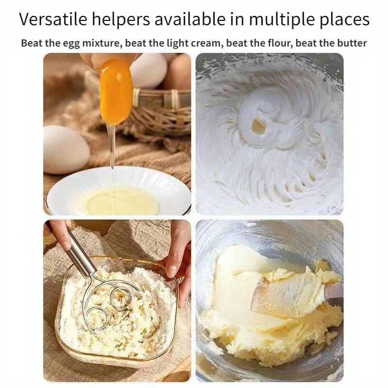 DHARTI MART Atta Kneader Dough Maker Stainless Steel Food Processor Tools with Hanging Hole Durable Blender Beater Flour Mixer for EggPastry etc Time Saving Mixing Stick for Home Kitchen Baking Accessories  - Image 3