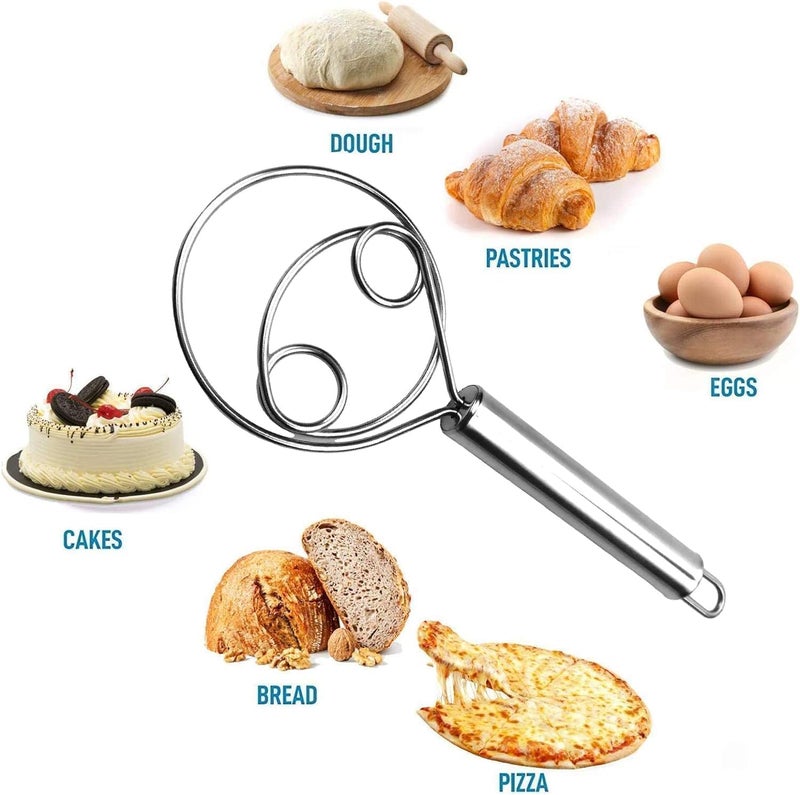 DHARTI MART Atta Kneader Dough Maker Stainless Steel Food Processor Tools with Hanging Hole Durable Blender Beater Flour Mixer for EggPastry etc Time Saving Mixing Stick for Home Kitchen Baking Accessories  - Image 4