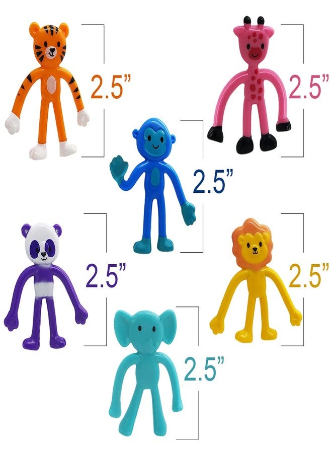 ArtCreativity Animal Bendable Figures, Set of 48, Stress Relief Bendy Toys for Kids in Panda, Tiger, Giraffe, Monkey, Elephant and Lion Designs, Bendable Toys, Zoo Animal Party Favors - Image 3