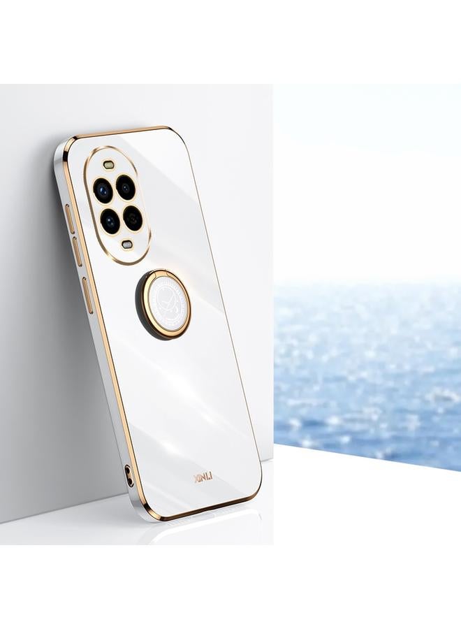 The Bros Case For Huawei Nova 13 Pro Straight 6D Plating Gold Edge TPU Shockproof Case with Ring Holder