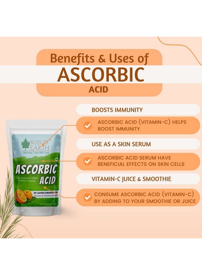 BLISS OF EARTH مسحوق حمض الأسكوربيك من بليس أوف إيرث - مسحوق فيتامين سي النقي من الدرجة الغذائية لتعزيز المناعة، البشرة، الوجه، مستحضرات التجميل ومنتجات DIY 113 جرام - Image 3