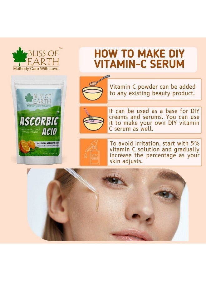 BLISS OF EARTH مسحوق حمض الأسكوربيك من بليس أوف إيرث - مسحوق فيتامين سي النقي من الدرجة الغذائية لتعزيز المناعة، البشرة، الوجه، مستحضرات التجميل ومنتجات DIY 113 جرام - Image 4