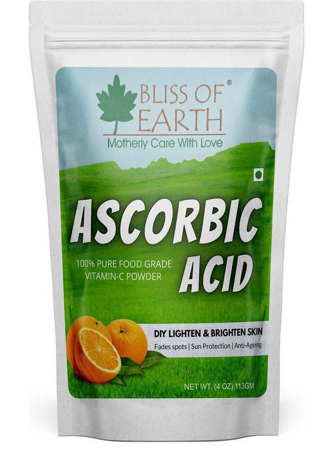 BLISS OF EARTH مسحوق حمض الأسكوربيك من بليس أوف إيرث - مسحوق فيتامين سي النقي من الدرجة الغذائية لتعزيز المناعة، البشرة، الوجه، مستحضرات التجميل ومنتجات DIY 113 جرام - Image 1