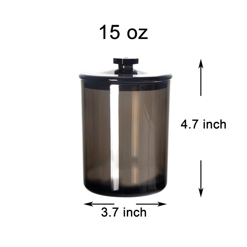 Youngever Black Plastic Apothecary Jars, Qtip Holder, Cotton Swab Holder, Bathroom Vanity Organizer for Cotton Balls, Cotton Pads, Qtips (2 Sets 15 Ounce) - Image 2