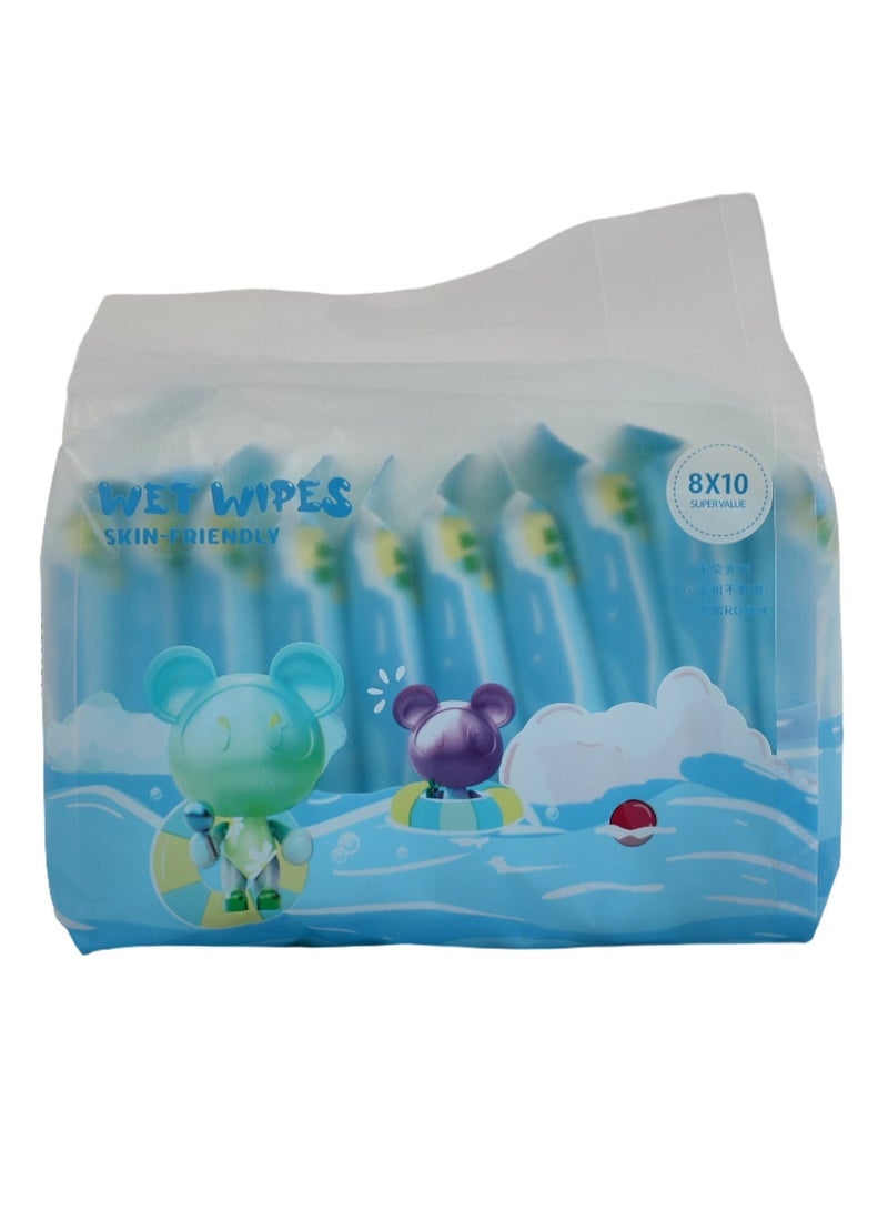 Midi Cosmos Marine Moisturizing Wet Wipes 8 Pieces*10 Packs  - Image 1