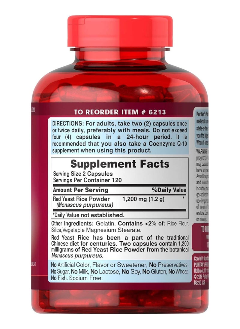 Puritan's Pride Red Yeast Rice 600 Mg 240 Count  - Image 2