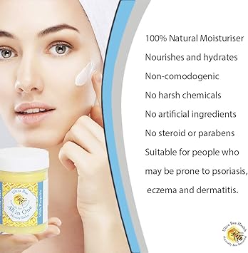 Ultra bee 100 Natural All in One Honey Balm Natural Moisturiser for Sensitive Face Body LipsTattoos 100ml - Image 2