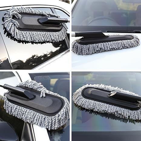 TNEMEC Microfiber Car Duster Handle Cleaning Brush Exteriror and Interiror Cloth Ac Vent Cleaner for Car Motorbike SUVs Soft Extendable Wet Dry Scratch Free Surface Multipurpose Dusting - Image 3