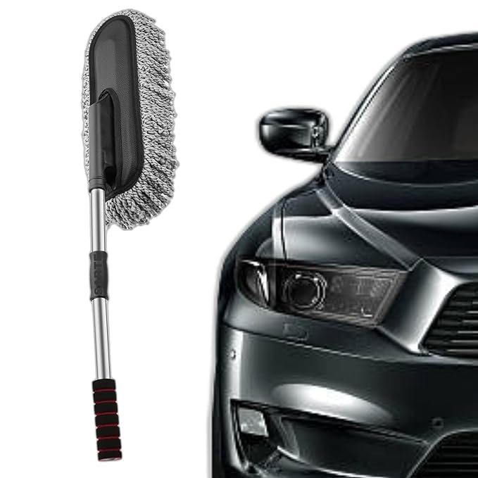 TNEMEC Microfiber Car Duster Handle Cleaning Brush Exteriror and Interiror Cloth Ac Vent Cleaner for Car Motorbike SUVs Soft Extendable Wet Dry Scratch Free Surface Multipurpose Dusting - Image 1