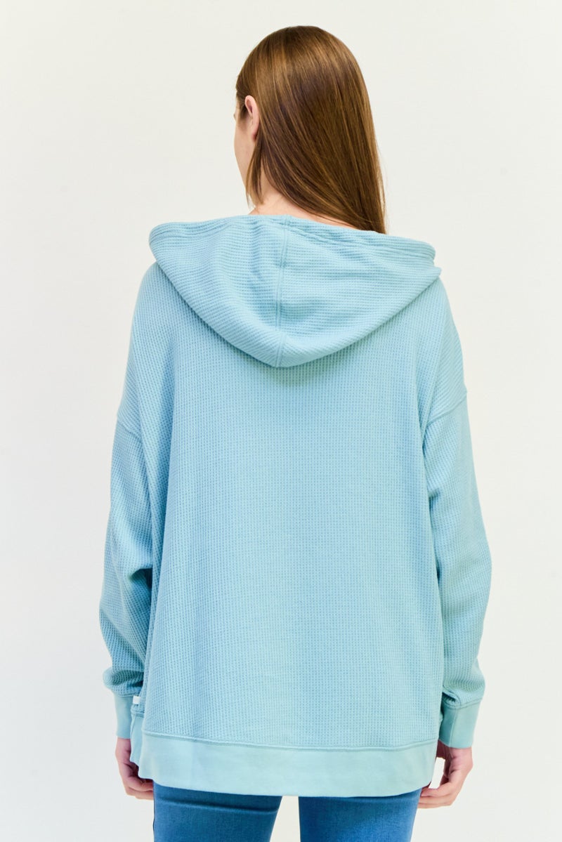 Aerie Women Hooded Textured Long Sleeve Hoodie, Mint Green - Image 3