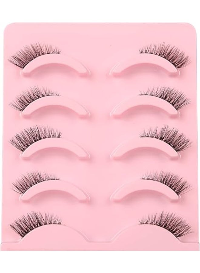 False Eyelashes Natural Half Lashes Short Wispy Clear Band 1/2 Pack Cat Eye 3D Faux Mink 3/4 Multipack , Lash Clusters - Image 1