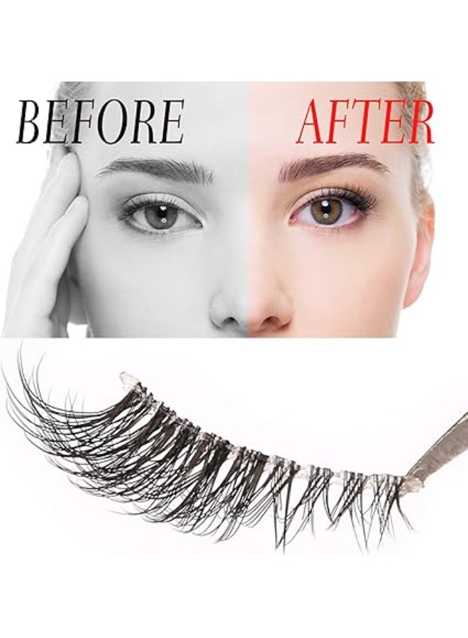 False Eyelashes Natural Half Lashes Short Wispy Clear Band 1/2 Pack Cat Eye 3D Faux Mink 3/4 Multipack , Lash Clusters - Image 2
