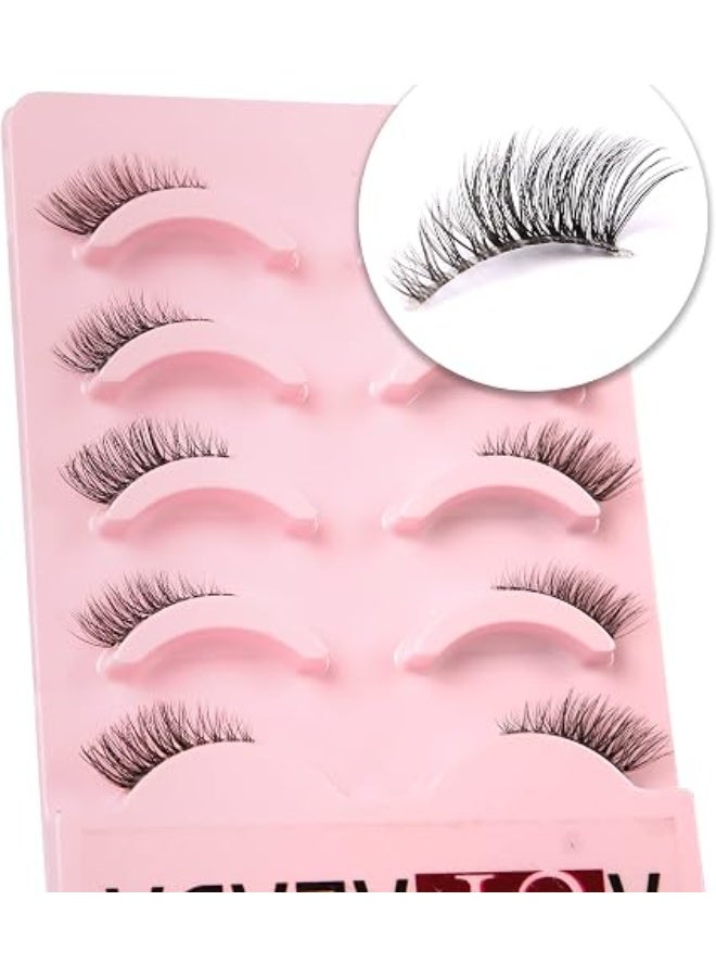 False Eyelashes Natural Half Lashes Short Wispy Clear Band 1/2 Pack Cat Eye 3D Faux Mink 3/4 Multipack , Lash Clusters - Image 3
