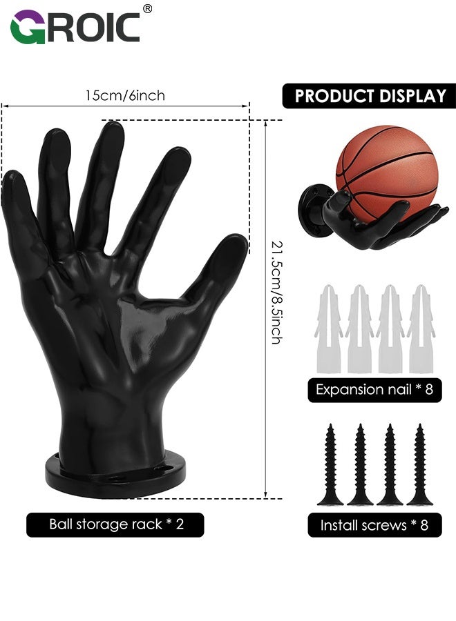 GROIC حامل عرض كرة السلة، هدايا رياضية للرجال، حامل ديكور فني لتخزين كرة السلة، ديكور غرفة الألعاب لكرة السلة، منظم تخزين الكرة في المرآب، عناصر إبداعية، حامل كرة بتصميم يدوي - Image 2
