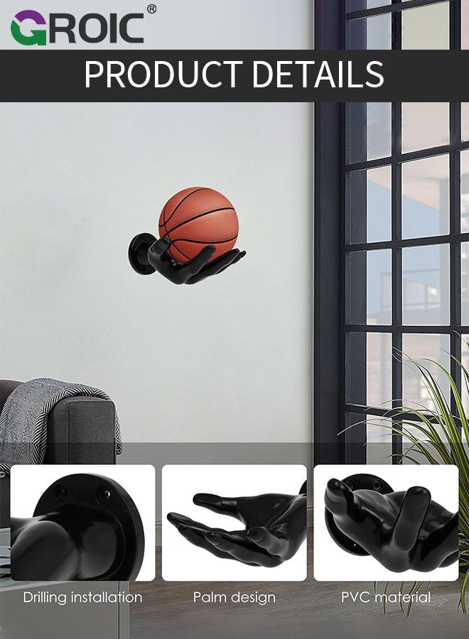 GROIC حامل عرض كرة السلة، هدايا رياضية للرجال، حامل ديكور فني لتخزين كرة السلة، ديكور غرفة الألعاب لكرة السلة، منظم تخزين الكرة في المرآب، عناصر إبداعية، حامل كرة بتصميم يدوي - Image 5