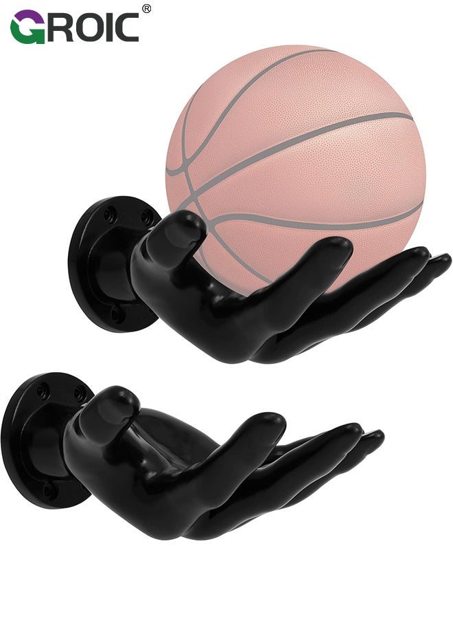 GROIC حامل عرض كرة السلة، هدايا رياضية للرجال، حامل ديكور فني لتخزين كرة السلة، ديكور غرفة الألعاب لكرة السلة، منظم تخزين الكرة في المرآب، عناصر إبداعية، حامل كرة بتصميم يدوي - Image 1