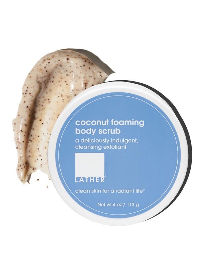 LATHER Coconut Foaming Body Scrub | Dual Action Body Scrub & Body Wash | Exfoliating Body Scrub | Body Skin Care Products | Body Scrubber | Body Scrub, Hand Scrub & Leg Exfoliator | 4 Oz Jar - Image 1
