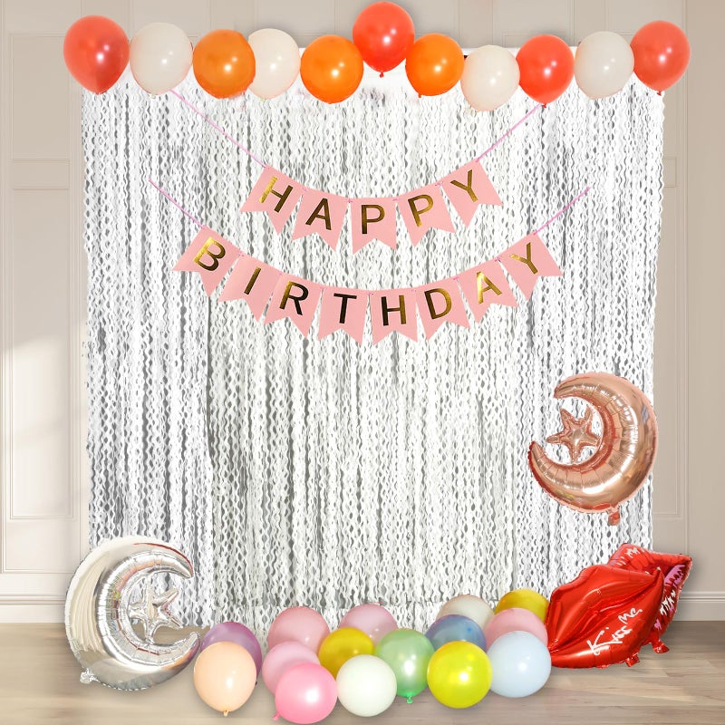KEEUH 4 Pack White Door Streamers Foil Backdrop - 3.3x6.6ft Metallic Tinsel Foil Fringe Curtains Photo Booth Backdrop for Party Decoration - Image 3
