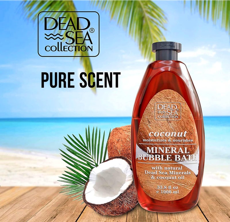 Dead Sea Collection Bubble Bath with Coconut for Women and Men - Coconut Oil and Pure Dead Sea Minerals - Nourishing and Moisturizing Skin - Pack of 2 (67.6 fl.oz) - Image 3