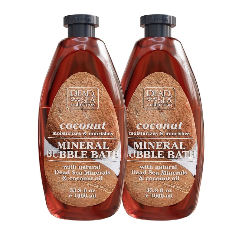 Dead Sea Collection Bubble Bath with Coconut for Women and Men - Coconut Oil and Pure Dead Sea Minerals - Nourishing and Moisturizing Skin - Pack of 2 (67.6 fl.oz) - Image 1