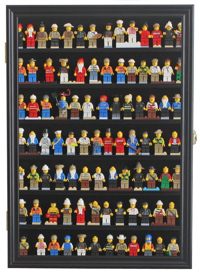 DisplayGifts Minifigure Display Case - Building Block Toy Wall Cabinet Showcase for Small Miniature Collectibles Mini Brands Thimbles, Lockable UV Protection Door (Black Finish Frame) - Image 4