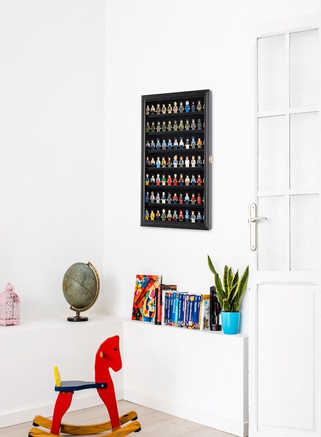 DisplayGifts Minifigure Display Case - Building Block Toy Wall Cabinet Showcase for Small Miniature Collectibles Mini Brands Thimbles, Lockable UV Protection Door (Black Finish Frame) - Image 5