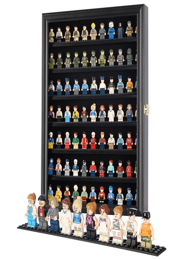 DisplayGifts Minifigure Display Case - Building Block Toy Wall Cabinet Showcase for Small Miniature Collectibles Mini Brands Thimbles, Lockable UV Protection Door (Black Finish Frame) - Image 1