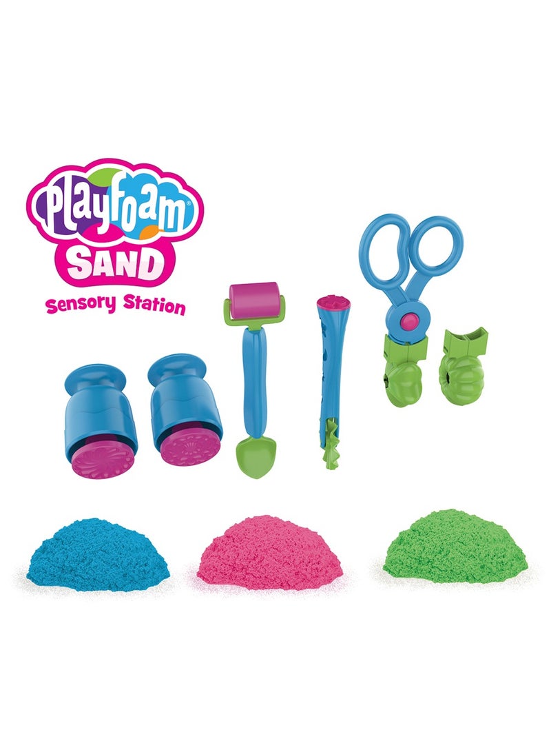 Learning Resources Playfoam Sand Sensory Set, Play Sand Toy in 3 Colours and with 5 Instruments, Play Sand for Kneading, Mixing and Shaping, 3+ - Image 3