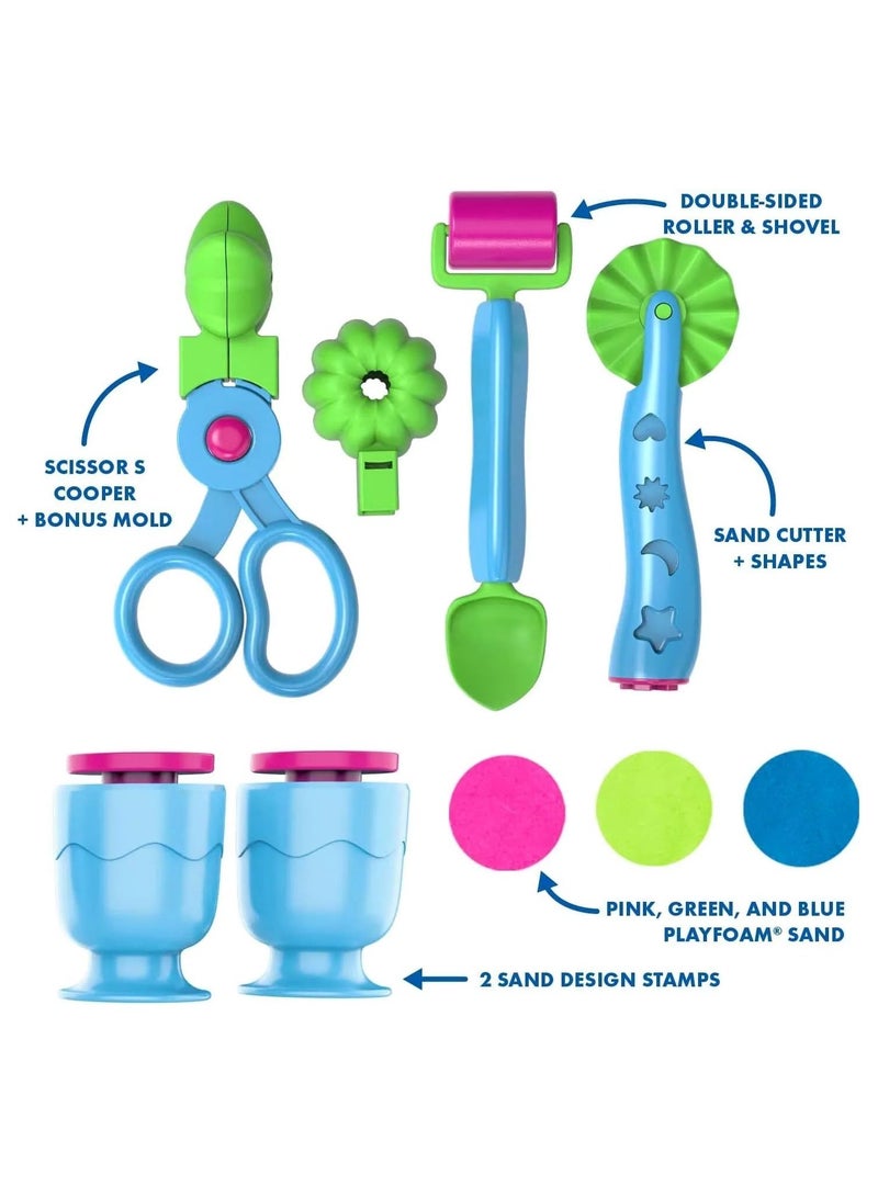 Learning Resources Playfoam Sand Sensory Set, Play Sand Toy in 3 Colours and with 5 Instruments, Play Sand for Kneading, Mixing and Shaping, 3+ - Image 5