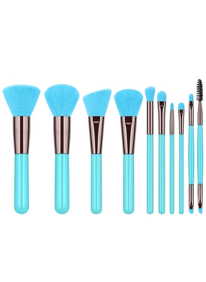 KIKI - Set of 10 Makeup Brushes-Blue - Image 1