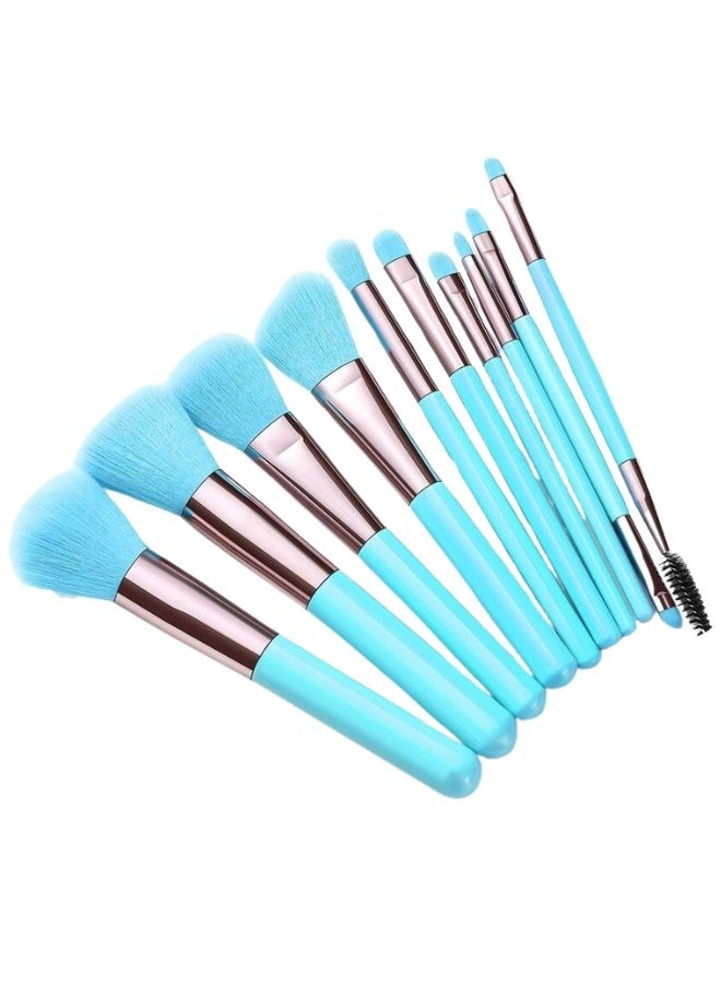 KIKI - Set of 10 Makeup Brushes-Blue - Image 1