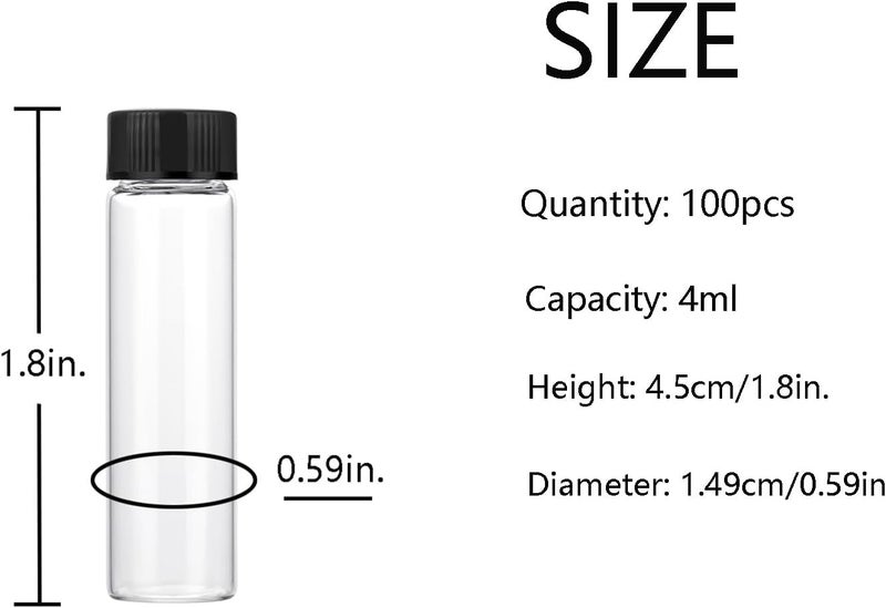 BKMAMLAB 4ml Clear Small Glass Vials 100pcs with Screw Caps(100pcs) - Image 2