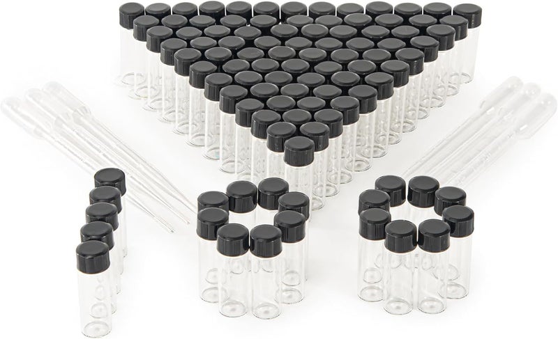 BKMAMLAB 4ml Clear Small Glass Vials 100pcs with Screw Caps(100pcs) - Image 1