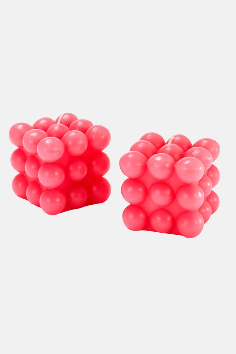 Tchibo 2 Pieces Bubble Candle 8 H x 8 L x 8 W cm, Pink - Image 2