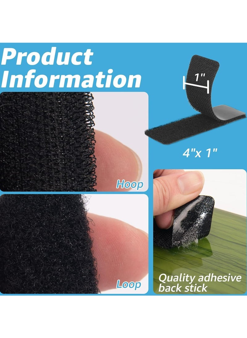 CMGTYYD 1x4 inch Hook and Loop Strips with Adhesive - 48 Sets, Double-Sided Adhesive Strip Strong Back Adhesive Hook & Loop Tape Fastener for Home or Office Use - Instead of Holes and Screws (black)  - Image 3