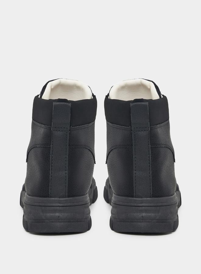 Styli Textured Stitch Detail Lace Up Ankle Boots  - Image 3